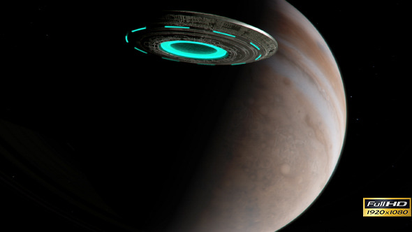 UFO Flying Close to Planet