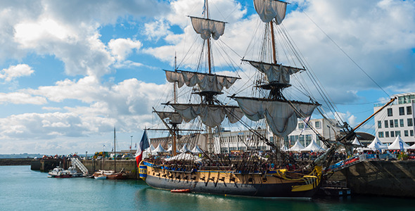 French Frigate Hermione in the Port of Brest
