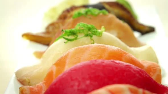 Close-Up Of A Plate Of Sushi