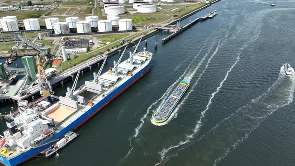 Liquid Cargo Tanker Vessel Transporting Cargo Through the Rotterdam Port