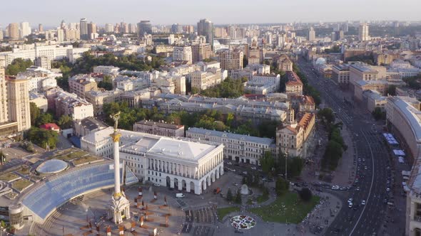 Aerial View of Cityscape with Independence Monument