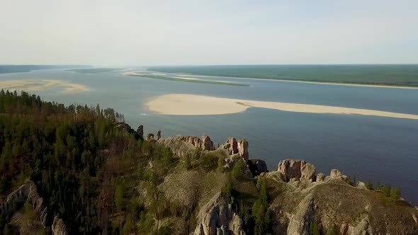 Lena Pillars. Natural Rock Formation Along the Banks of the Lena River in Far Eastern Siberia 