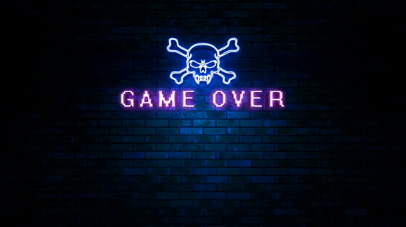 Game Over Skull Neon Light Sign