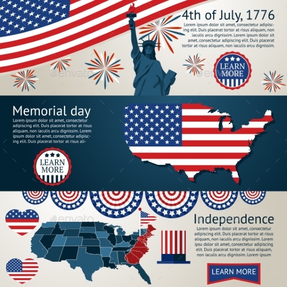 Set - 4Th Of July Banners. Vector