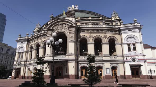 Kyiv. Ukraine: National Opera of Ukraine. Aerial View, Slow Motion