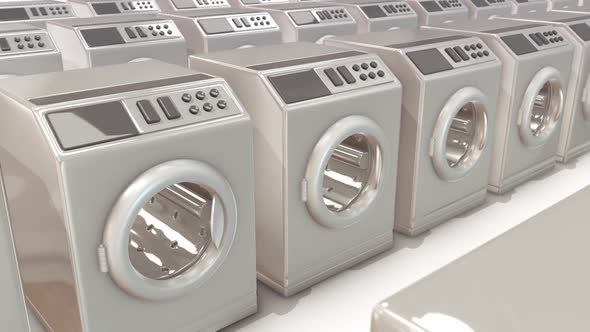 White Isolated Washers In A Row Hd