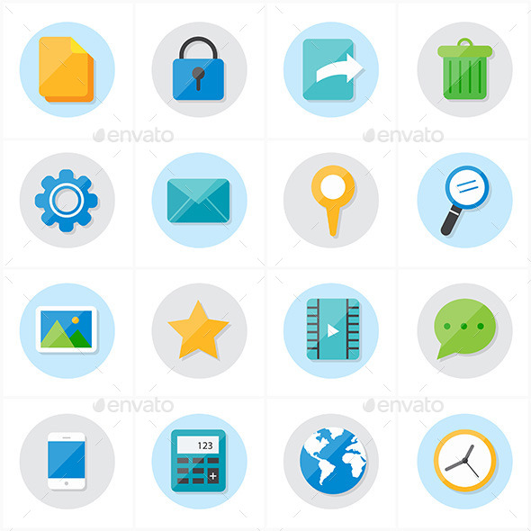 Flat Icons Mobile Icons and Internet Web Icons Vec