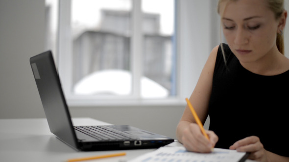 Girl Getting Online Information Using Laptop alt