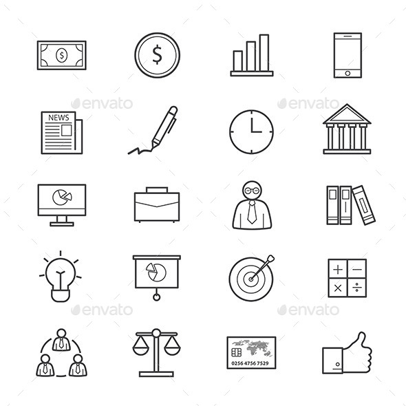 Business and Finance Icons Line