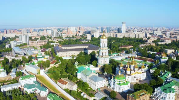 Magical Aerial View of the Kiev Pechersk Lavra Monastery