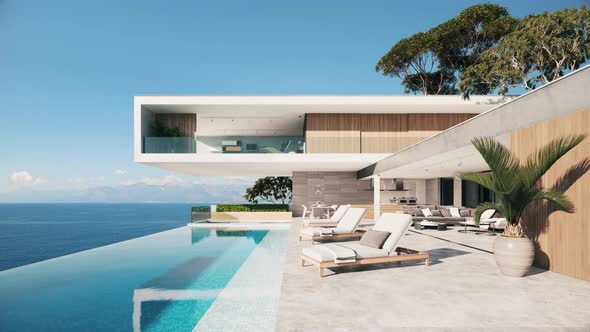 Luxury Villa With Infinity Pool. Modern High-End House