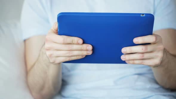 Close Up Of Man With Tablet Pc Computer At Home 3