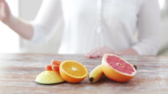 Close Up Of Woman Hands With Juice And Fruits 2