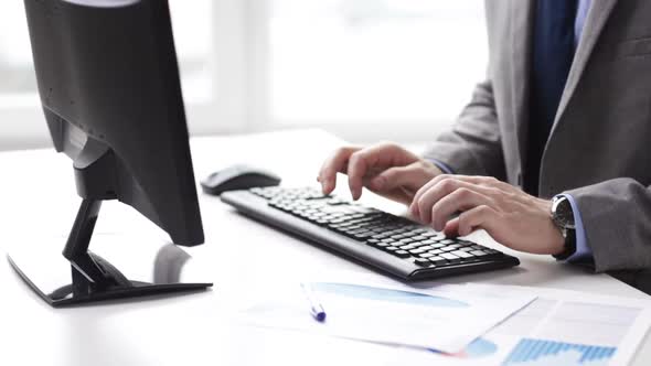 Close Up Of Businessman Hands Typing On Keyboard 10