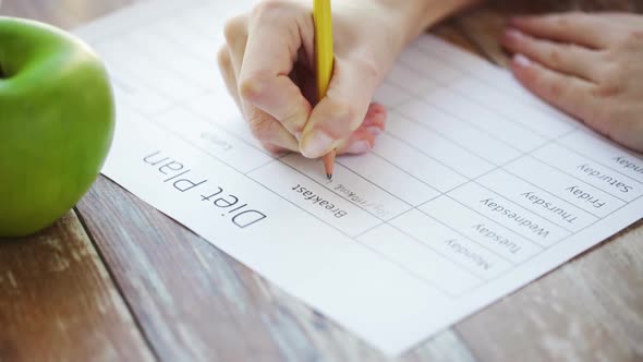 Close Up Of Young Woman Writing Diet Plan At Home 4