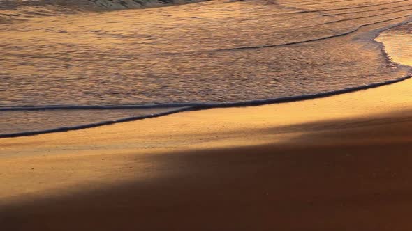 Waves On Tropical Sandy Beach At Sunset 1