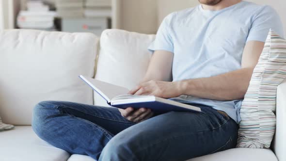 Close Up Of Man Reading Book At Home 3