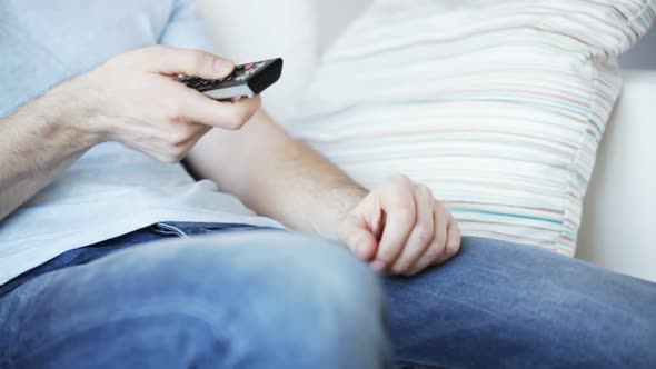 Close Up Of Man With Beer And Remote At Home 7