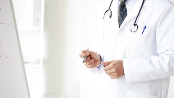 Doctor Hands With Marker And Flipboard At Hospital