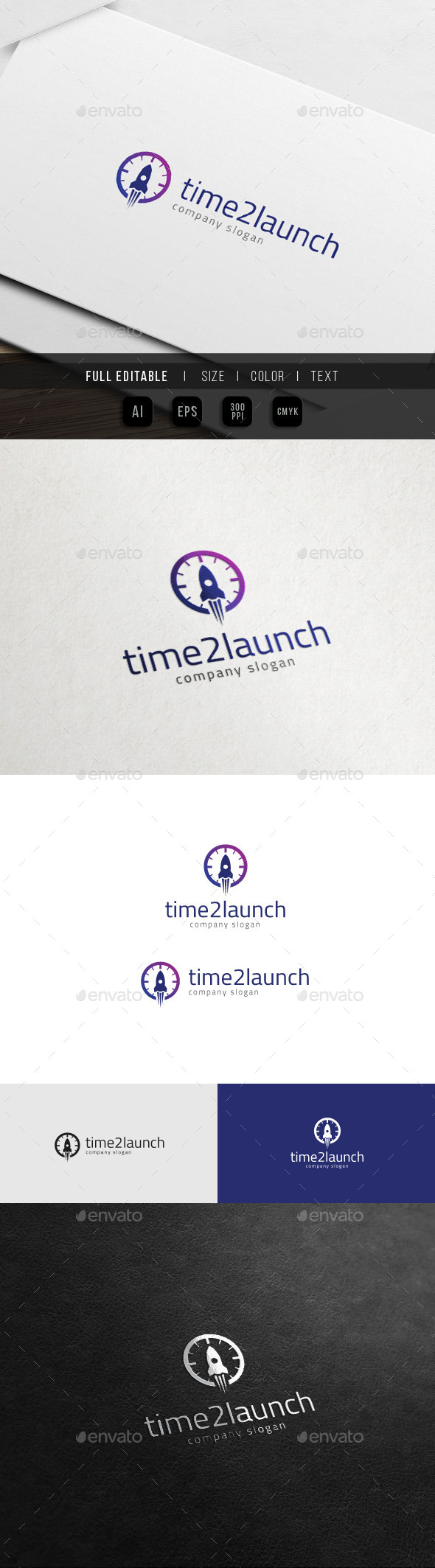 Time to Launch - Rocket Clock Logo