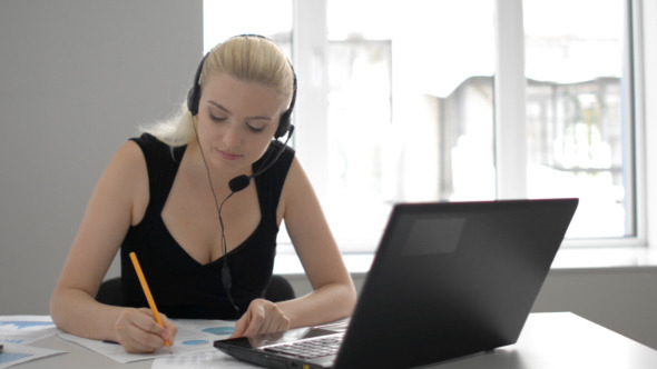 Tired Call Girl Answering Clients and Working alt