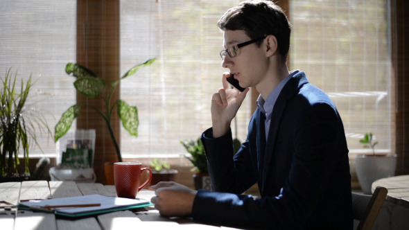 Young Man Phone Talk in Morning alt