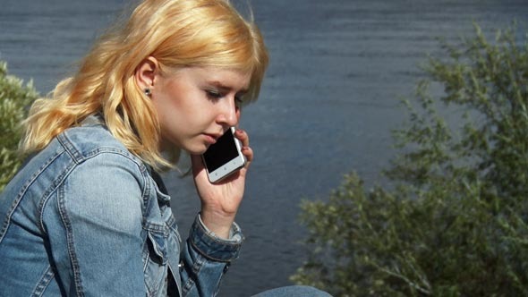 Teenage Girl Talking on Mobile Phone