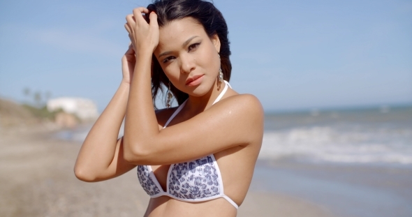 Attractive Young Woman In a Bikini On a Beach