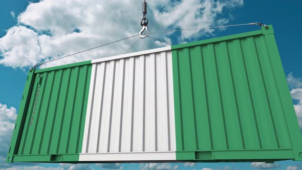 Cargo Container with Flag of Nigeria alt
