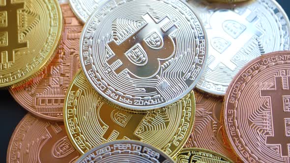 Bitcoins Closeup