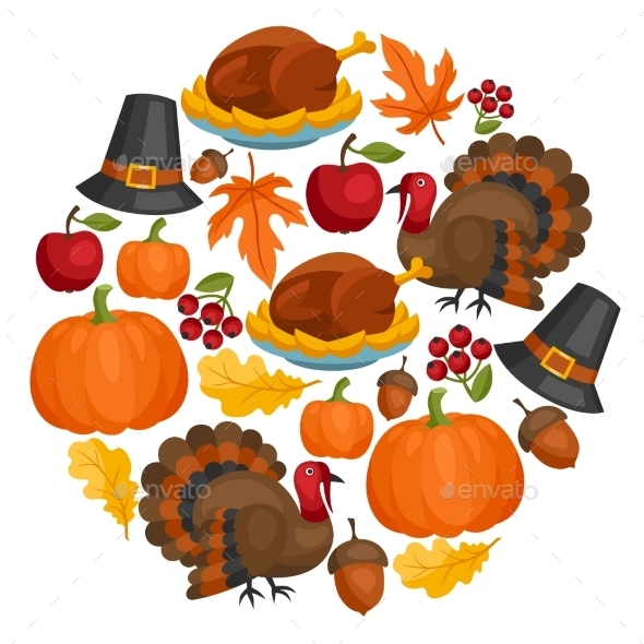 Happy Thanksgiving Day Card Design With Holiday