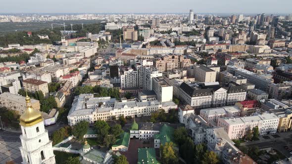 Kyiv Cityscape, Ukraine. Aerial View, Kiev. Slow Motion