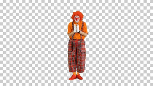 Cunning clown thinking having some evil thoughts, Alpha Channel