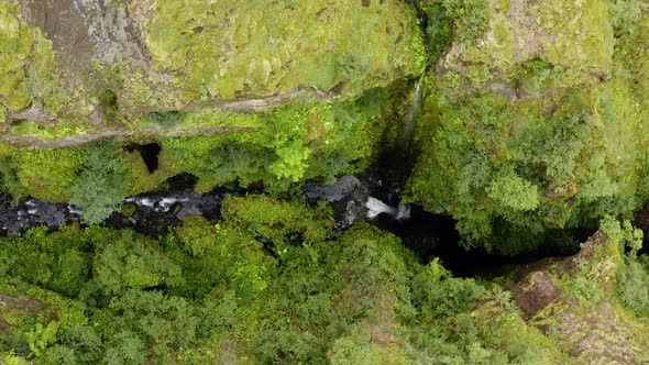 Top View of the Nauthusagil Waterfalls in Iceland