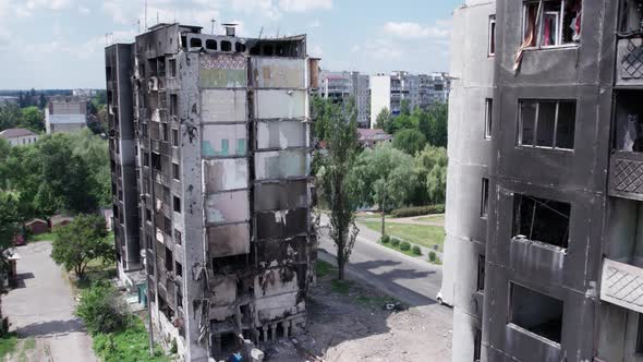 Multistorey Building Bombed During the War in Ukraine