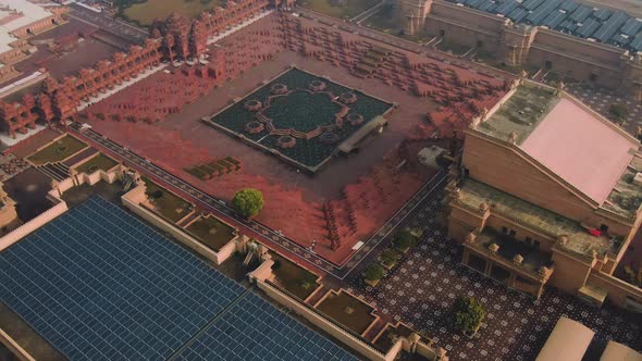 Delhi, India, the "Akshardham" temple aerial 4k drone footage