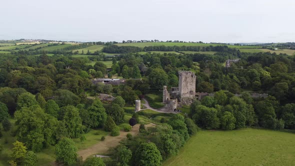 Blarney castle  Ireland panning drone aerial footage