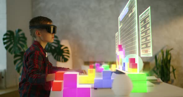Boy Playing VR Tetris