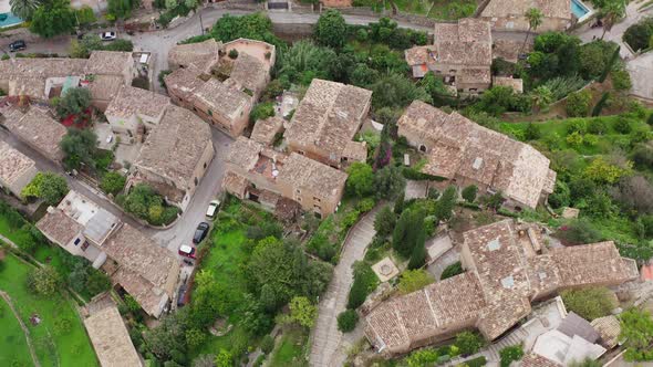 Drone Video of the Streets of the Old Village in the Mountains