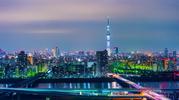 Day to night time lapse of Tokyo cityscape, Japan