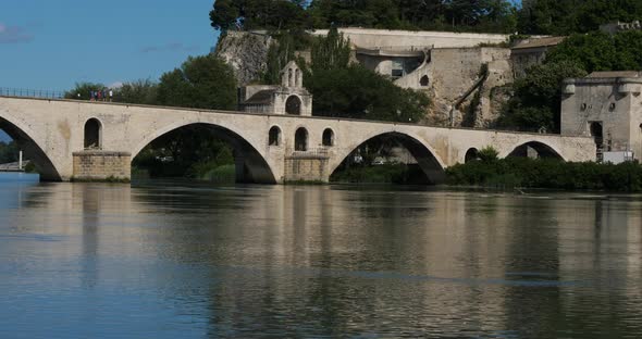 The Saint Benezet bridge, the old city, Avignon, Vaucluse department, France