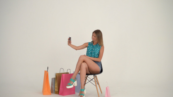 Girl Taking Selfie with Smartphone