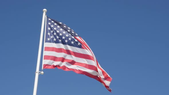 American flag fabric on the wind slow motion  waving 1080p HD footage - United States of America fla