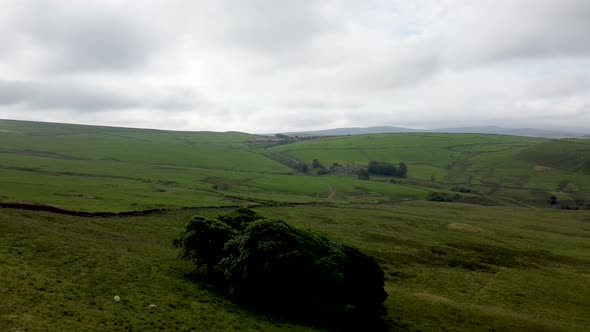 Drone footage of Peak District National park near Whaley Bridge, England, Uk - showing rolling lands