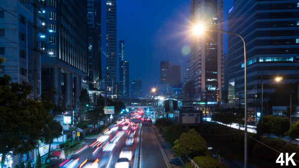 Traffic Road In City At Night