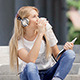 Happy Young Woman With Vintage Music Headphones - VideoHive Item for Sale