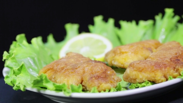 Roasted Fish Roe On Leaves Of Lettuce