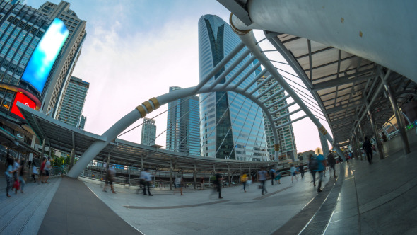 People Walking In Downtown City alt