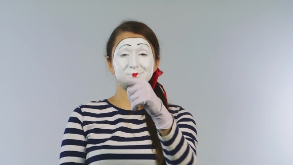 Woman Mime Shows Fan Of Dollars