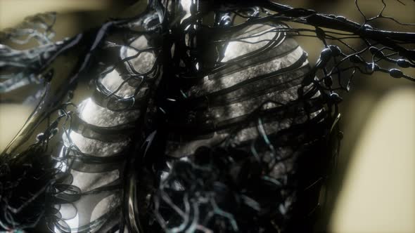 Human Body Scan with Glowing Lungs and Trachea alt